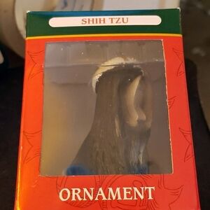 Kurt Adler Shih Tzu with a Santa Hat Ornament
